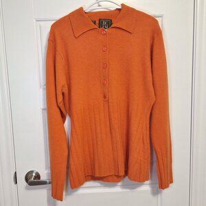 Eye catching orange wool and rabbit hair blend sweater by BCIM size medium
